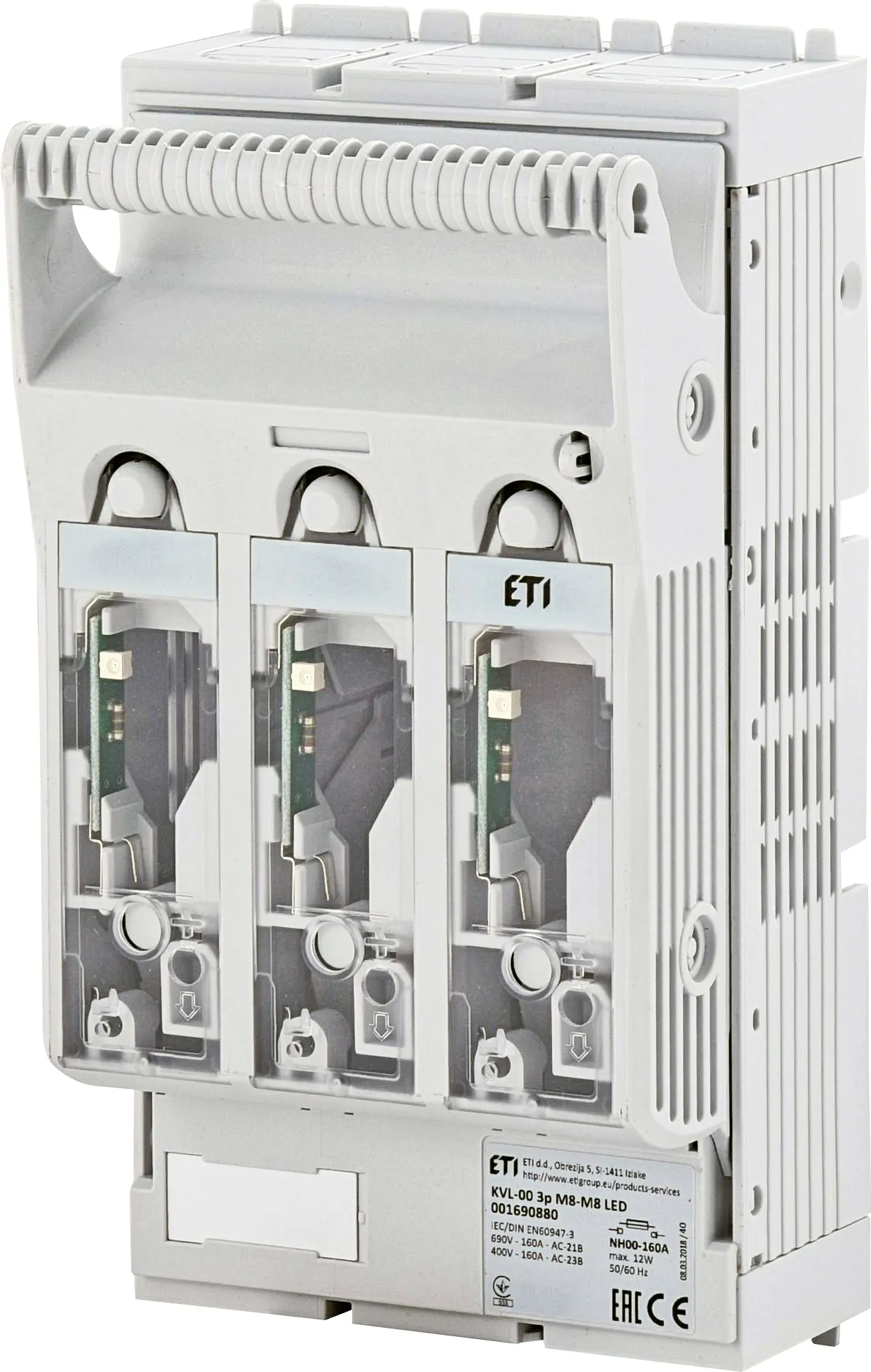 Fuse switch disconnector KVL-00 3p M8-M8 LED 001690880