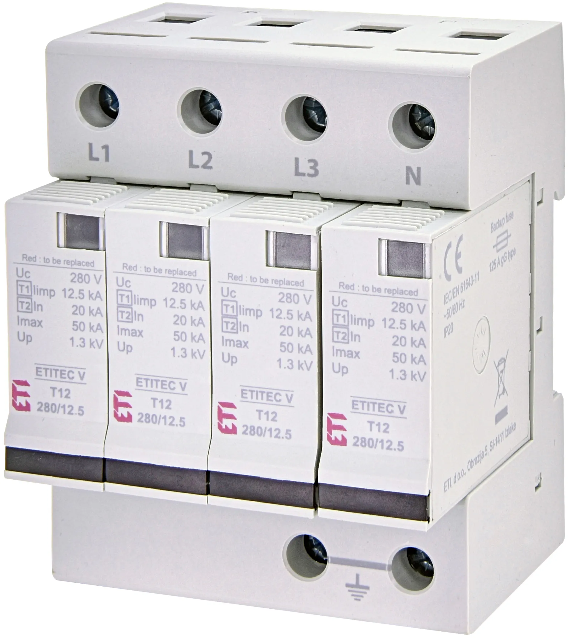 Surge arrester ETITEC V T12 280/12,5 4+0 002442907