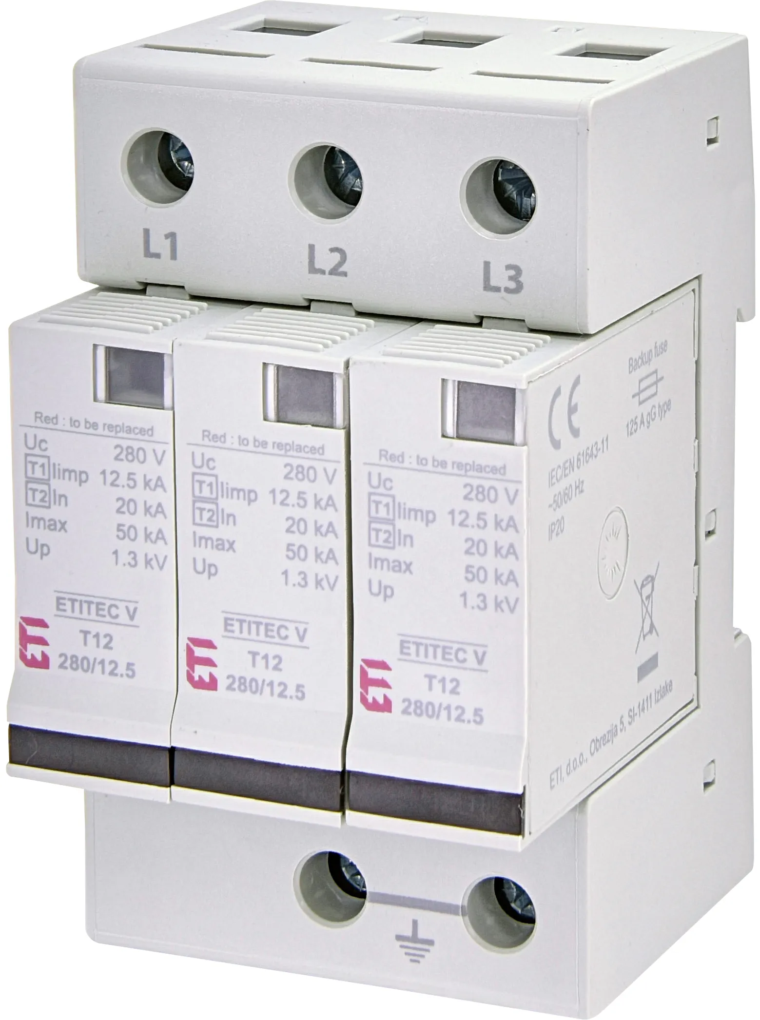 Surge arrester ETITEC V T12 440/12,5 3+0 RC 002442916