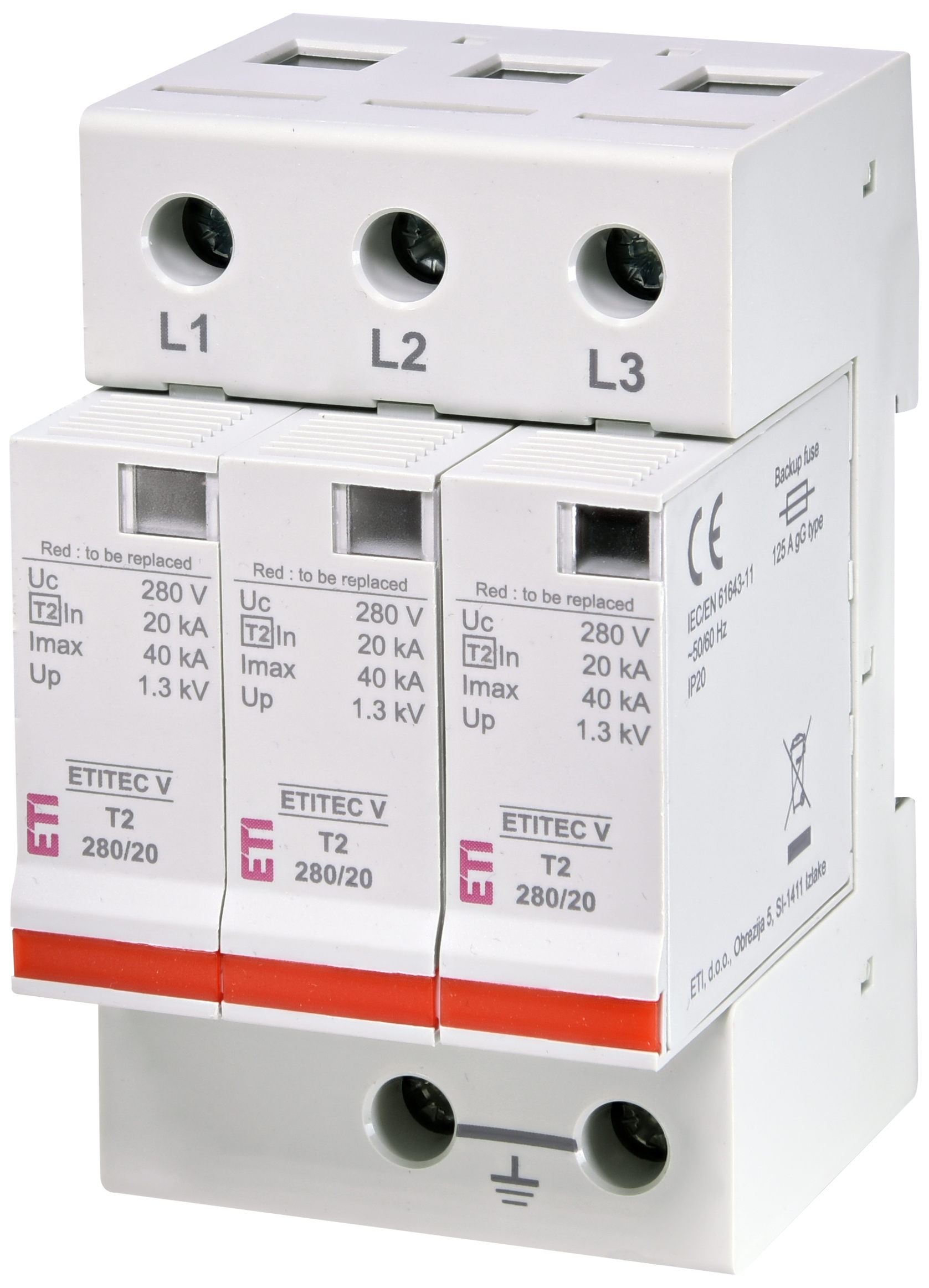 Surge arrester ETITEC V T2 280/20 3+0 002443013