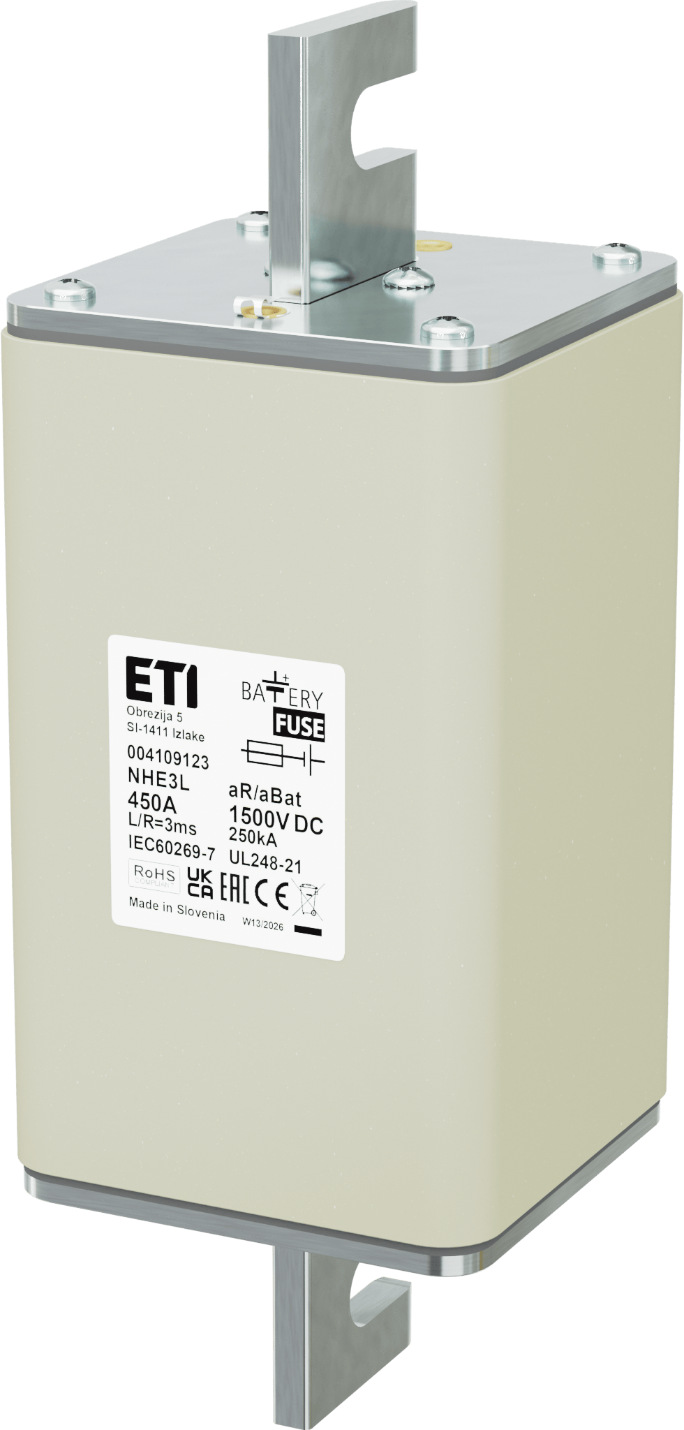 Fuse link NHE3L aR/aBat 450A/1500V DC AL 004109123