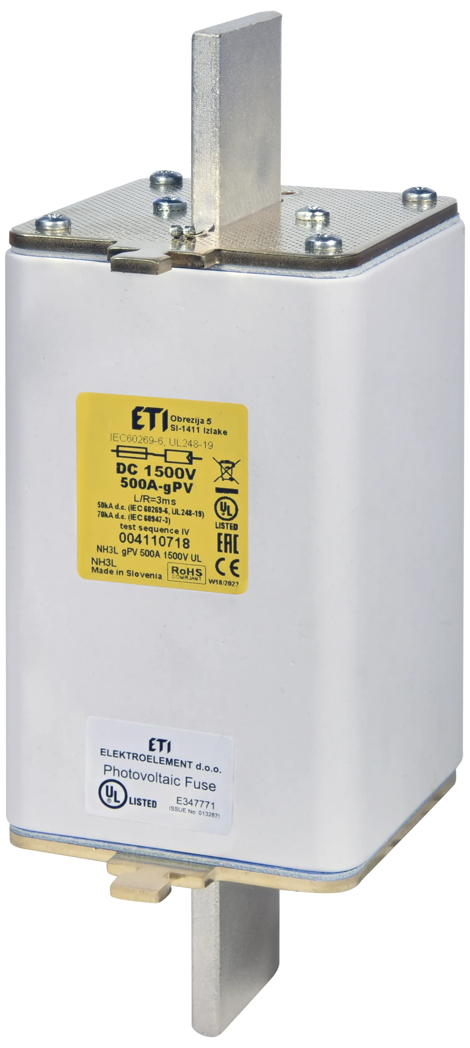 Fuse link NH3L gPV 450A/1500V DC 70kA 004110717