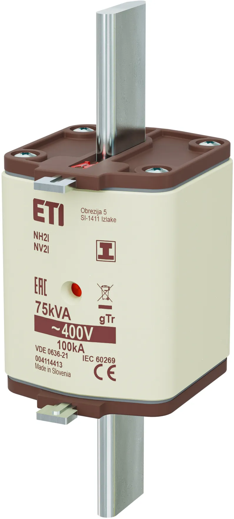 Fuse link NH2/I gTr 108A/400V/75kVA 004114413