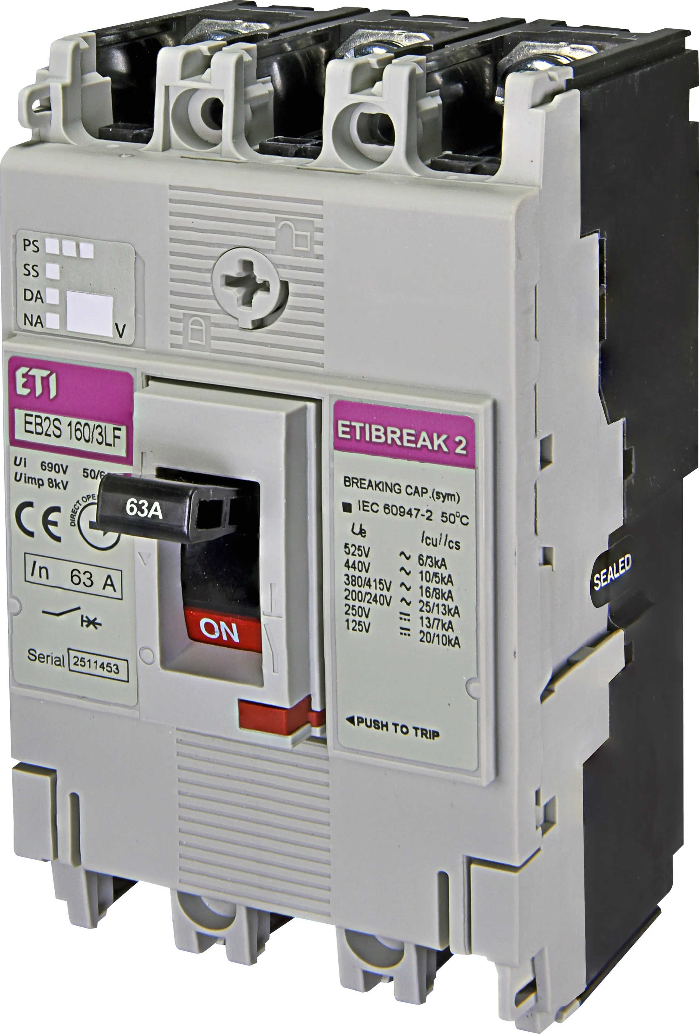 Molded Case Circuit Breaker EB2S 160/3LF 63A 3p 004671807