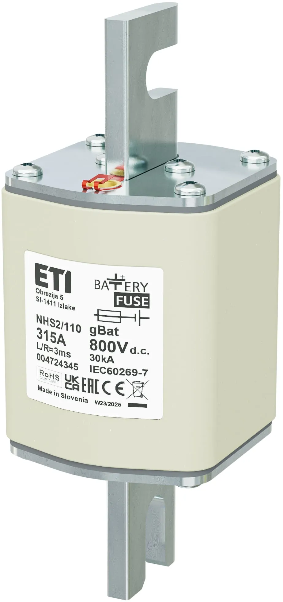 Fuse link NHS2/110 gBat 315A/800V DC 004724345